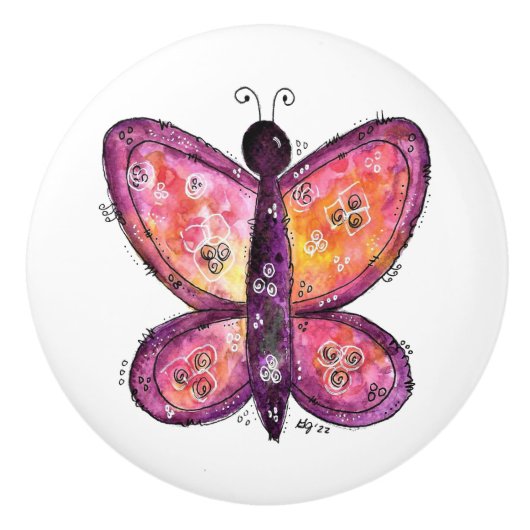 Paarse whisky keramische knop (Voorkant)