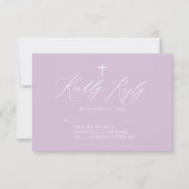 Paarse White Cross-Girl Baptism RSVP-kaart RSVP Kaartje (Voorkant)