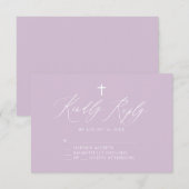 Paarse White Cross-Girl Baptism RSVP-kaart RSVP Kaartje (Voorkant / Achterkant)