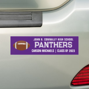Paarse White Custom School Football Team Player Bumpersticker