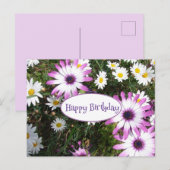 Paarse White Daisy Flower Garden Happy Birthday Briefkaart (Voorkant / Achterkant)