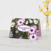 Paarse White Daisy Flower Garden Happy Birthday Kaart (Gele Bloem)