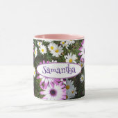 Paarse White Daisy Flower Garden  naam Mok (Midden)