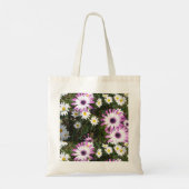 Paarse White Daisy Flower Garden naam Tote Bag (Achterkant)