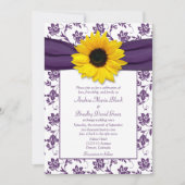 Paarse White Damask Sunflower Weddenschap Kaart (Voorkant)