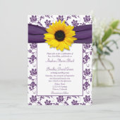 Paarse White Damask Sunflower Weddenschap Kaart (Staand voorkant)