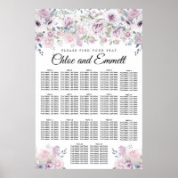 Paarse White Floral 17-Table Wedding Seating Chart