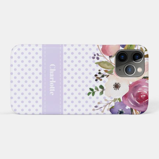 Paarse White Floral Case-Mate iPhone Case (Achterkant (horizontaal))