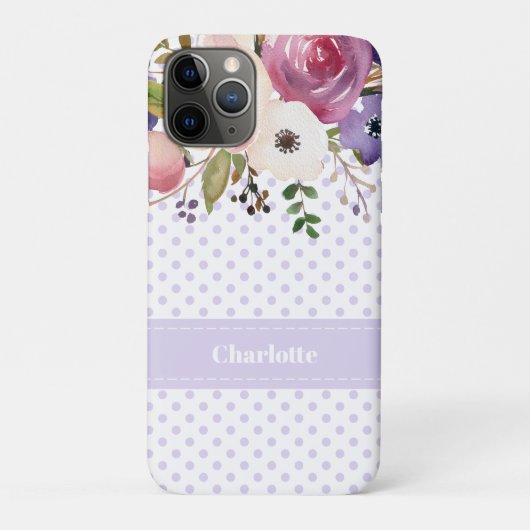 Paarse White Floral Case-Mate iPhone Case (Achterkant)