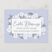 Paarse White Floral Easter Blessenaars Aangepast Briefkaart (Voorkant)
