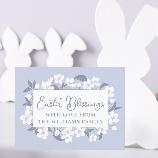 Paarse White Floral Easter Blessenaars Aangepast Briefkaart
