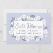  Paarse White Floral Easter Blessenaars Aangepast Kaart (Voorkant)
