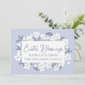  Paarse White Floral Easter Blessenaars Aangepast Kaart (Staand voorkant)