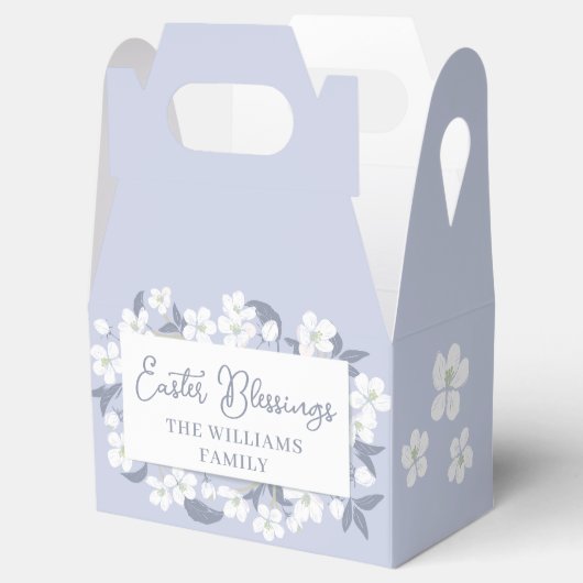 Paarse White Floral Easter Custom Party Bedankdoosjes (Geopend)