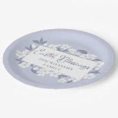  Paarse White Floral Easter Custom Party Papieren Bordje (Gekanteld)
