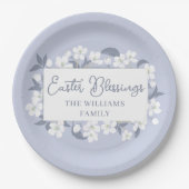  Paarse White Floral Easter Custom Party Papieren Bordje (Voorkant)