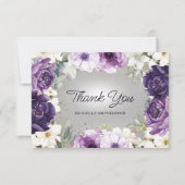 Paarse White Floral Glitter Birthday Hartelijk dan Bedankkaart (Voorkant)