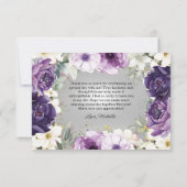 Paarse White Floral Glitter Birthday Hartelijk dan Bedankkaart (Achterkant)
