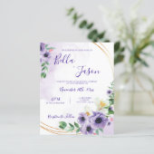 Paarse White Floral Gold Lijst Weddenschap (Staand voorkant)