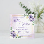 Paarse White Floral Gold Lijst Weddenschap (Staand voorkant)