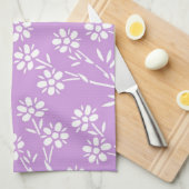 Paarse White Floral Kitchen Cloth Towel Theedoek (Quarter Fold)