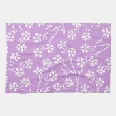 Paarse White Floral Kitchen Cloth Towel Theedoek (Horizontaal)