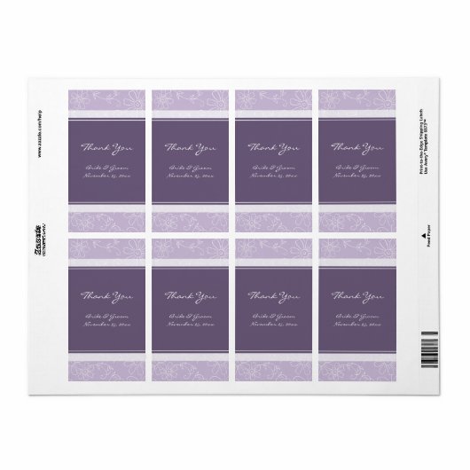 Paarse White Floral Wedding Label (Full Sheet)