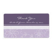 Paarse White Floral Wedding Label (Voorkant)