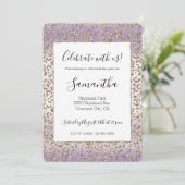 Paarse White Gold Glitter Leopard Print Kaart (Staand voorkant)