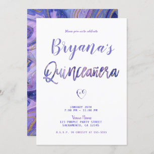 Paarse White Gold Marble Chic Glam Kaart