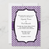 Paarse White Herringbone Wedding Invitation Kaart (Voorkant)