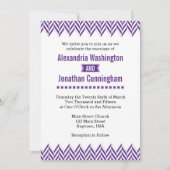 Paarse White Herringbone Wedding Invitation Kaart (Voorkant)