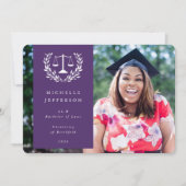 Paarse+White Law Scales Laurel WreatPhoto Aankondiging (Voorkant)