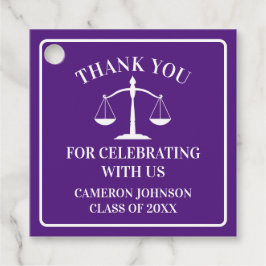Paarse White Law School Custom Graduation Party Bedankjes Labels
