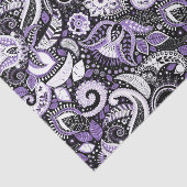Paarse White Paisley Print Elegant Birthday Party Tissuepapier (Detail)
