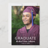 Paarse White Photo Afstuderen Class of Party Kaart (Voorkant)