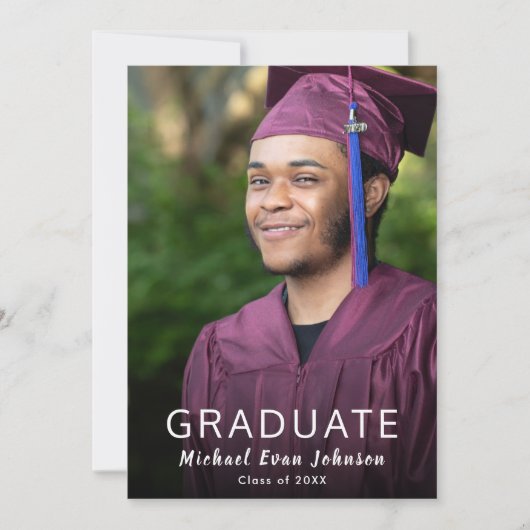 Paarse White Photo Afstuderen Class of Party Kaart (Voorkant)