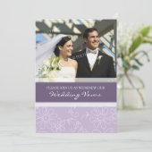 Paarse White Photo Wedding Vow Renewal Uitnodiging (Staand voorkant)