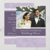 Paarse White Photo Wedding Vow Renewal Uitnodiging (Voorkant / Achterkant)