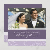 Paarse White Photo Wedding Vow Renewal Uitnodiging (Voorkant / Achterkant)