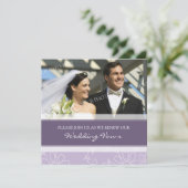Paarse White Photo Wedding Vow Renewal Uitnodiging (Staand voorkant)