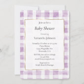 Paarse White Plaid Stripes Baby shower Kaart (Voorkant)