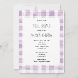 Paarse White Plaid Stripes Vrijgezellenfeest Kaart