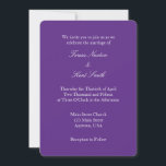 Paarse White Plain Simple Wedding Invitation Kaart<br><div class="desc">Papieren producten van hoge kwaliteit,  perfect voor elke gelegenheid.</div>