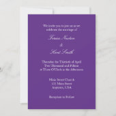 Paarse White Plain Simple Wedding Invitation Kaart (Voorkant)
