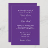 Paarse White Plain Simple Wedding Invitation Kaart (Voorkant / Achterkant)