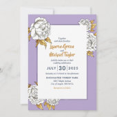 Paarse White Rose Carnance Spring Floral Wedding Kaart (Voorkant)