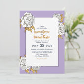 Paarse White Rose Carnance Spring Floral Wedding Kaart (Staand voorkant)