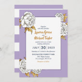 Paarse White Rose Carnance Spring Floral Wedding Kaart (Voorkant / Achterkant)