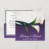 Paarse White Silver Calla Lily Wedding Invitations Kaart (Voorkant / Achterkant)
